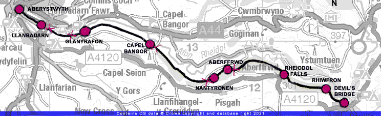 Vale of Rheidol Railway - Rheilffordd Cwm Rheidol Map